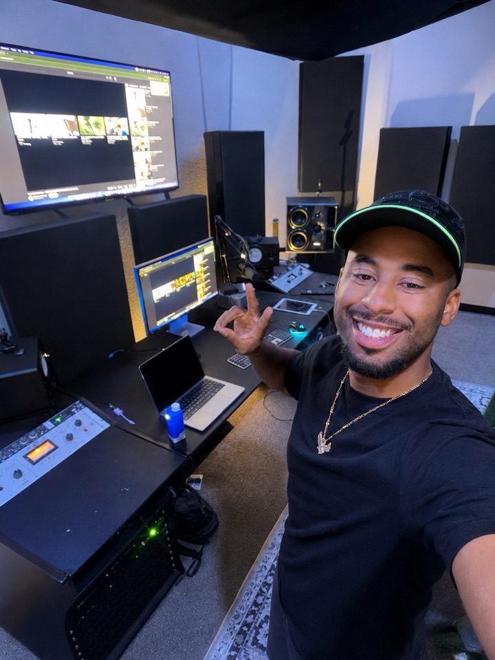Jay, vocal recording engineer, in his studio control room